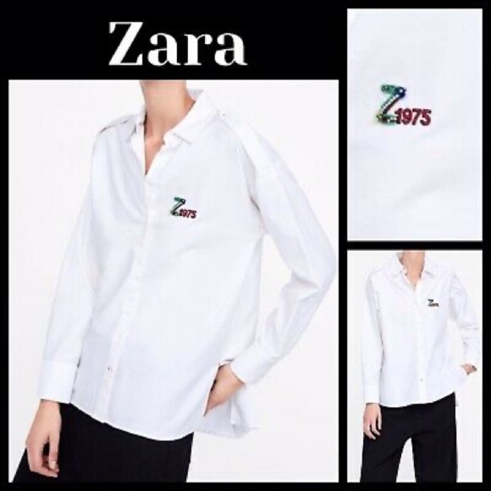 ZARA Z1975 Embroidered White Shirt
